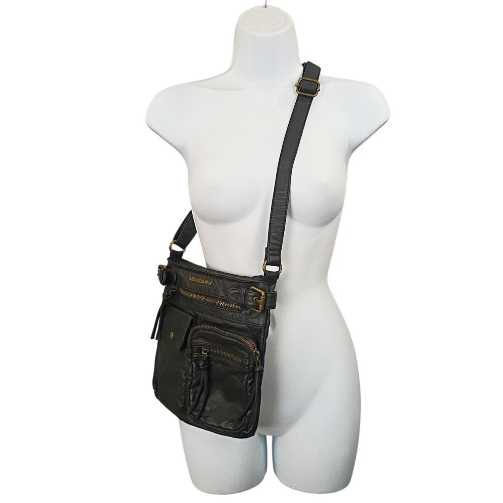 Montana West Black Crossbody Shoulder Bag Multi Pocket Vegan Faux Leather